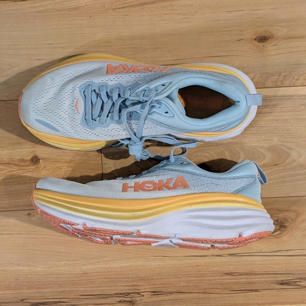 HOKA Women's Light Blue and Orange Running Shoes